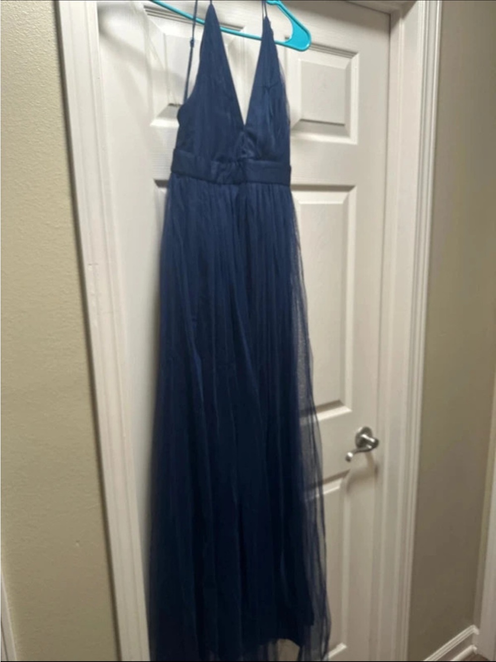 Windsor Navy V-Neck Tulle Maxi Dress